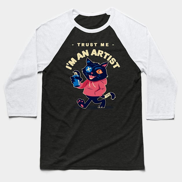 Funny Cat Painter - Trust Me I'm An Artist Baseball T-Shirt by Etopix